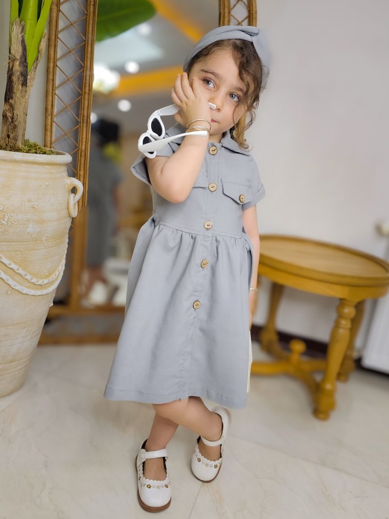 پیراهن طوسی دخترانه