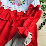 پیراهن دخترانه شکوفه رنگی قرمز کد 595 - Image 2