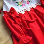 پیراهن دخترانه شکوفه رنگی قرمز کد 595 - Image 5